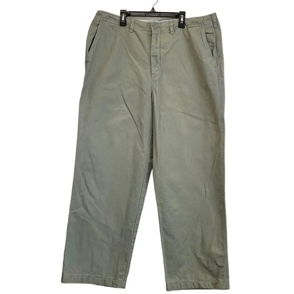 Land's End Mens 37 Soft Green Khaki 100% Cotton Casual/Working Pants - Picture 1 of 11
